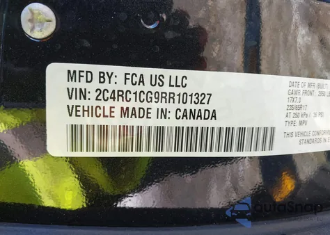 2024 Chrysler Voyager Lx из США, поврежденный, VIN 2C4RC1CG9RR101327